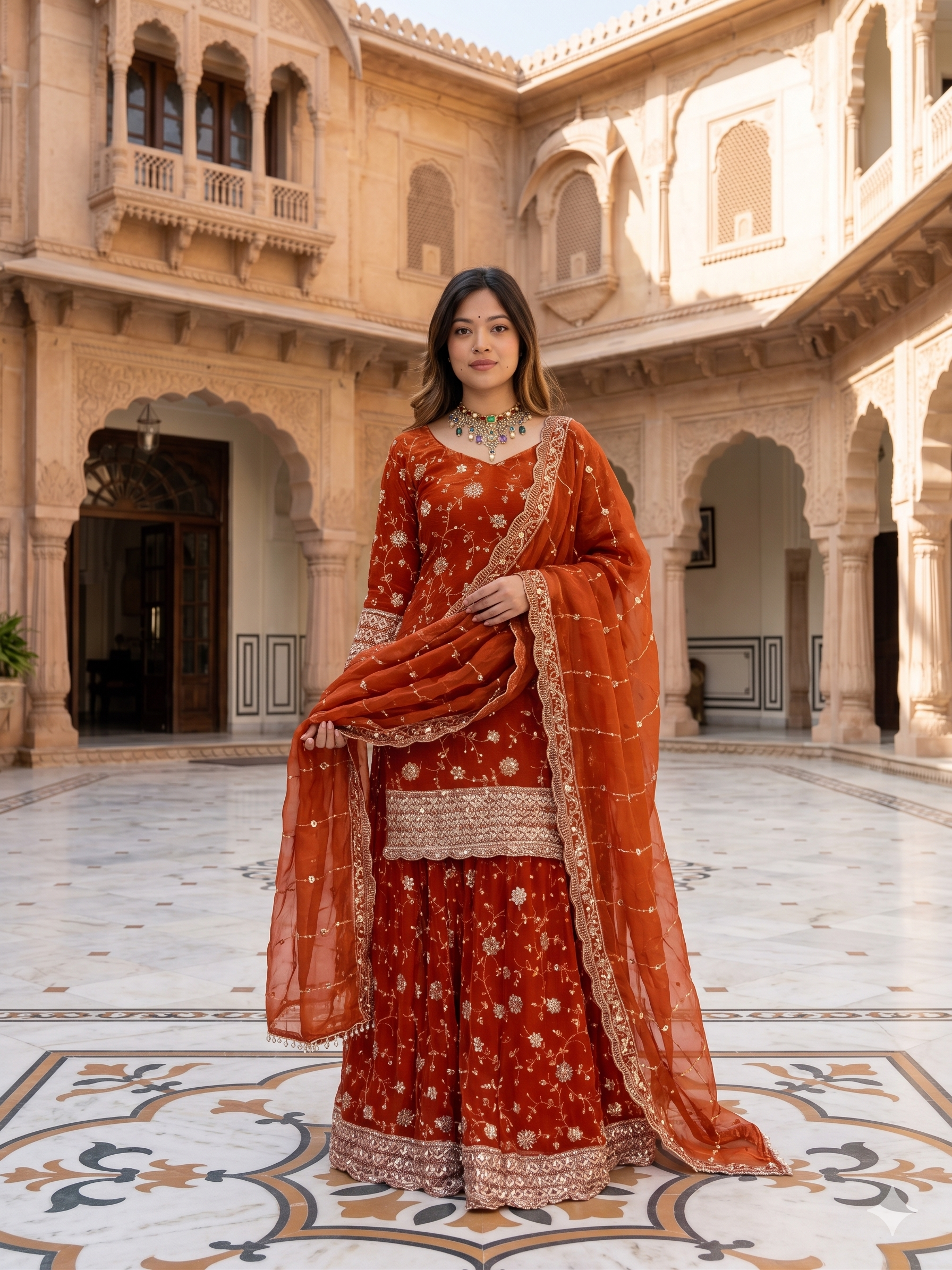 Neo-Classic Burnt Orange Couture